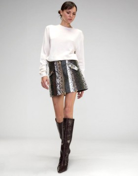 Women Cynthia Rowley Bottoms | Snake-Embossed Vegan Leather Skirt