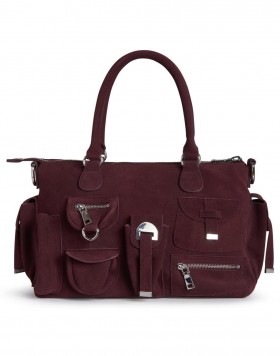  Bolsa feminina Cynthia Rowley | Bolsa de ombro de camurça com bolso cargo