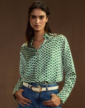  Blusas femininas Cynthia Rowley | Camisa de seda colecionável