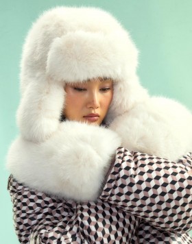  Cynthia Rowley Snow | Guanti oversize in pelliccia sintetica da donna