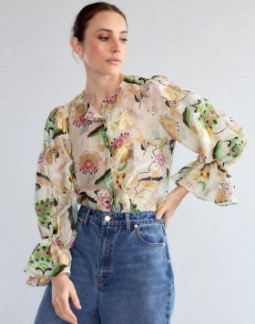  Cynthia Rowley-topper for kvinner | Love Locket silke-linbluse