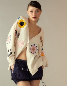  Cynthia Rowley-topper for kvinner | Leken lappeteppe-cardigan