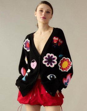  Cynthia Rowley Toppar för Kvinnor | Lekfull Patchwork Kofta