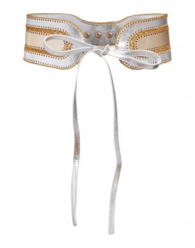  Cinturones y corbatas Cynthia Rowley para mujer | Cinturón de piel vegana metalizada