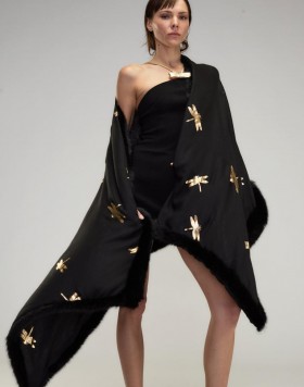 Bufandas y mantas Cynthia Rowley para mujer | Chal con ribete de piel sintética