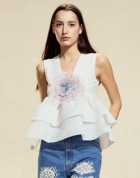  Blusas de mujer Cynthia Rowley | Blusa de organza Daphne