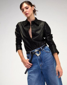  Blusas de mujer Cynthia Rowley | Camisa de cuero abotonada de The London