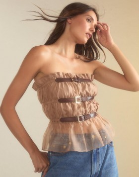  Dames Cynthia Rowley Tops | Buckle Up Zijden Organza Top