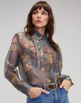  Hauts Cynthia Rowley pour femmes | Chemise de smoking Claude en organza de soie