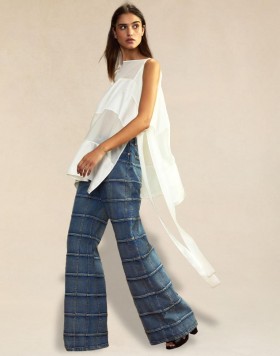  Damen-Jeans von Cynthia Rowley | Weit geschnittene Jeans mit Karomuster