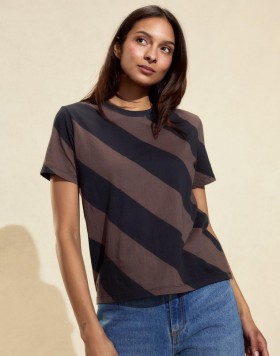 Damen-Tops von Cynthia Rowley | T-Shirt mit diagonalen Streifen